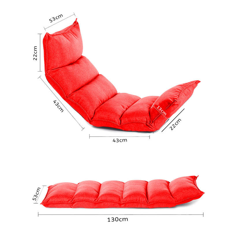 Foldable Tatami Floor Sofa Bed Meditation Lounge Chair Recliner Lazy Couch Red
