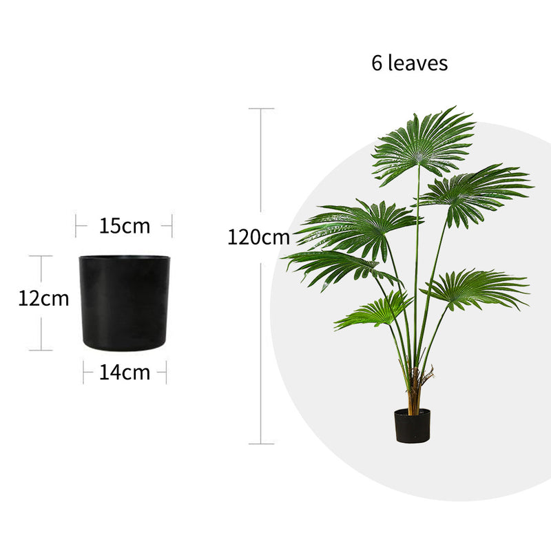 120cm Artificial Natural Green Fan Palm Tree Fake Tropical Indoor Plant Home Office Decor