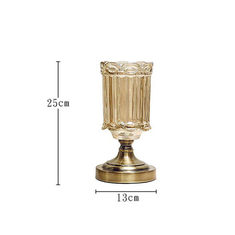 25cm Transparent Glass Flower Vase with Metal Base Filler Vase