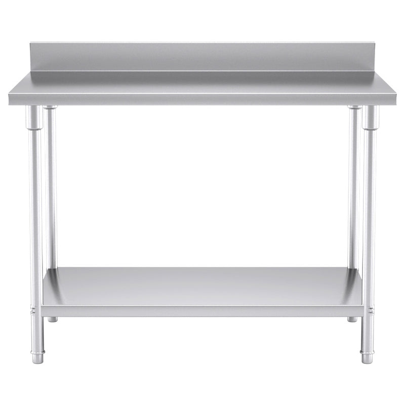 Commercial Catering Kitchen Stainless Steel Prep Work Bench Table with Back-splash 120*70*85cm