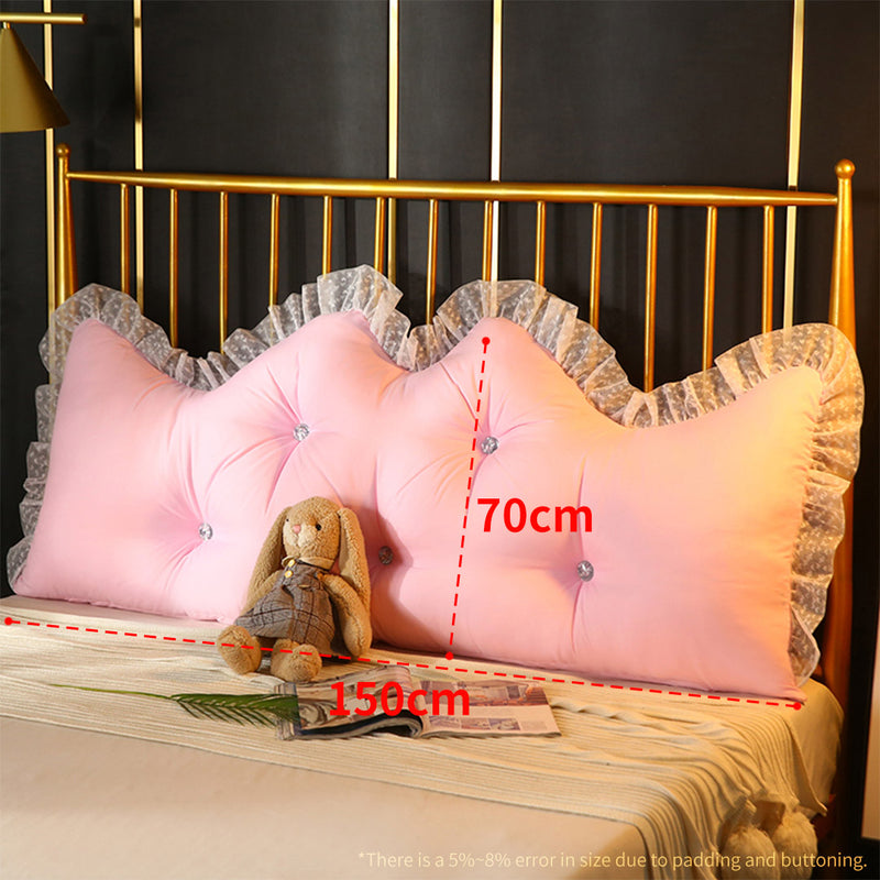 2X 150cm Pink Princess Bed Pillow Headboard Backrest Bedside Tatami Sofa Cushion with Ruffle Lace Home Decor