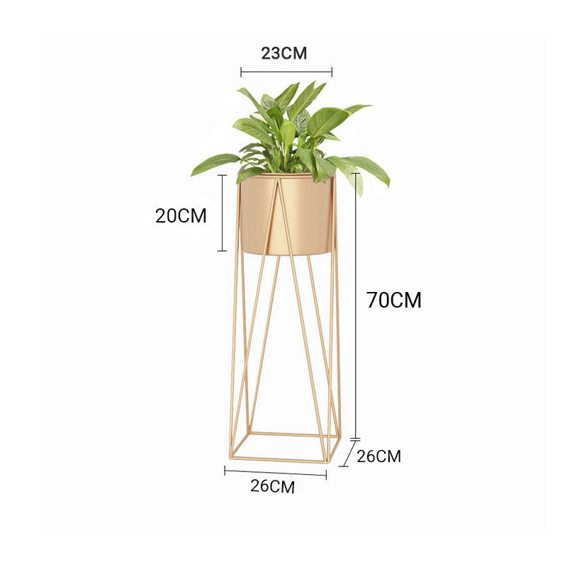 70cm Gold Metal Plant Stand with Gold Flower Pot Holder Corner Shelving Rack Indoor Display