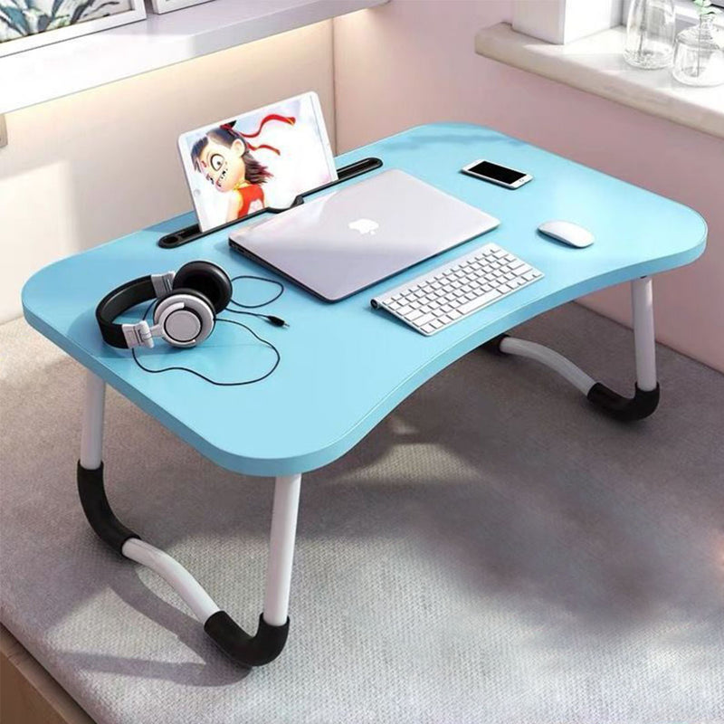 2X Blue Portable Bed Table Adjustable Foldable Bed Sofa Study Table Laptop Mini Desk with Notebook Stand Card Slot Holder Home Decor
