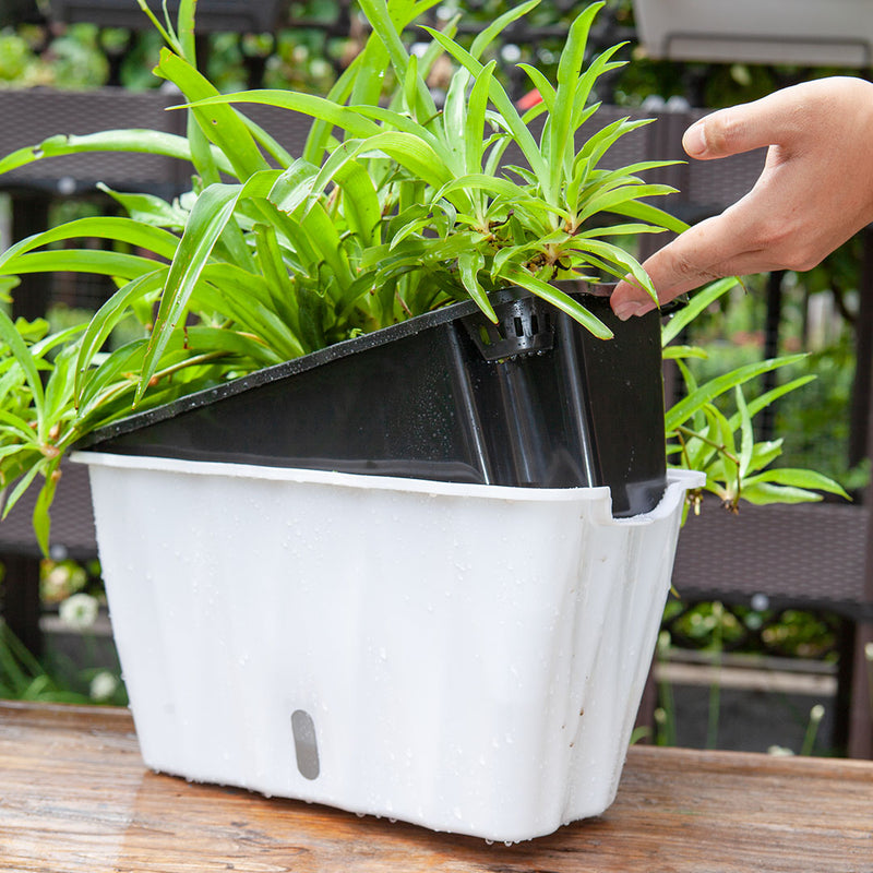 2X 35cm Small White Rectangular Flowerpot Vegetable Herb Flower Outdoor Plastic Box Garden Decor