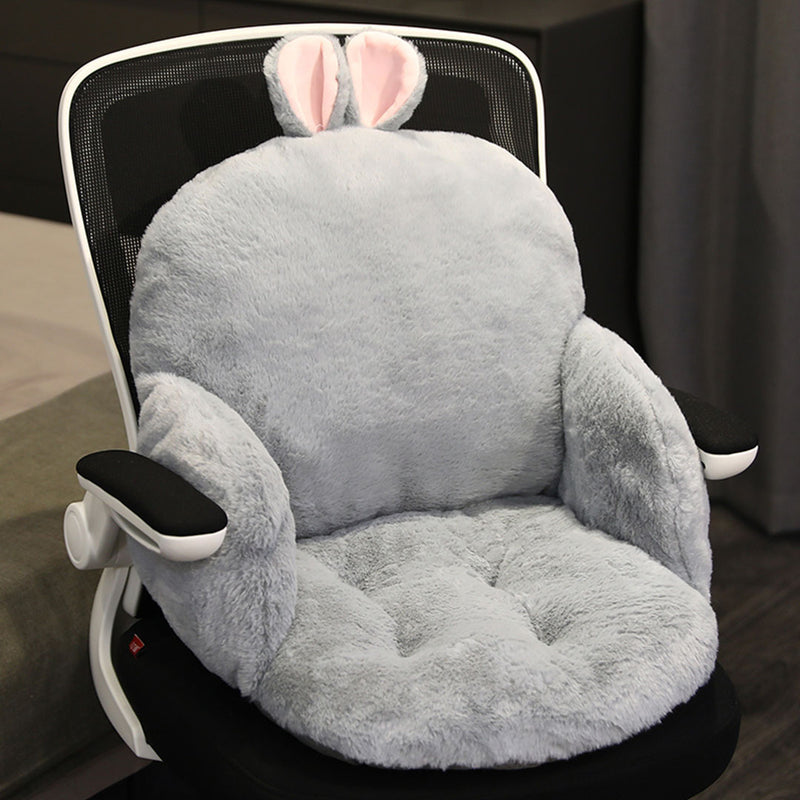 Gray Bunny Shape Cushion Soft Leaning Bedside Pad Sedentary Plushie Pillow Home Decor