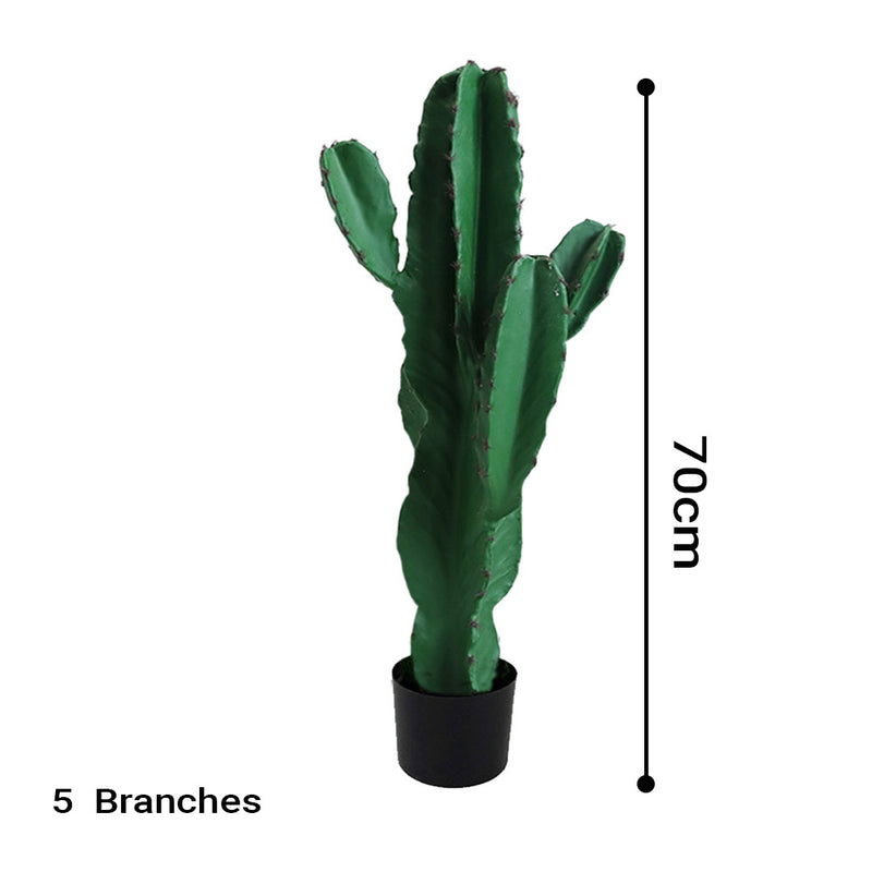 70cm Green Artificial Indoor Cactus Tree Fake Plant Simulation Decorative 5 Heads