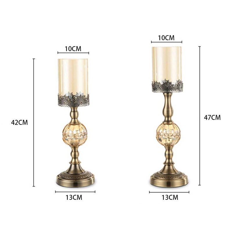 2X 42cm Glass Candle Holder Candle Stand Glass/Metal