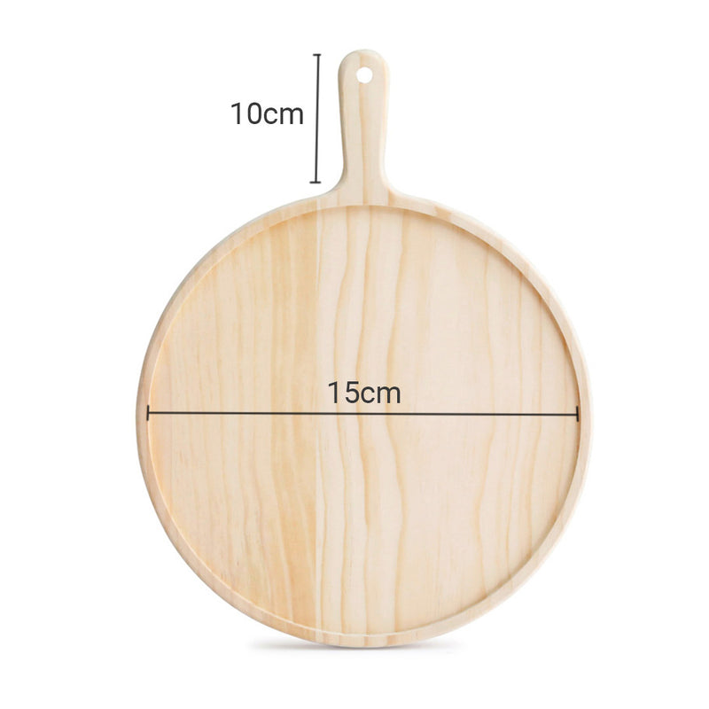 2X 6 inch Round Premium Wooden Pine Food Serving Tray Charcuterie Board Paddle Home Decor