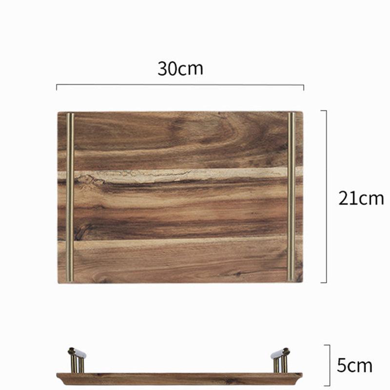 2X 30cm Brown Rectangle Wooden Acacia Food Serving Tray Charcuterie Board Centerpiece  Home Decor