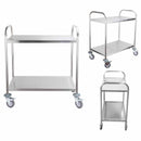 2 Tier 86x54x94cm Stainless Steel Kitchen Dinning Food Cart Trolley Utility Round Large
