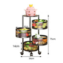4 Tier Steel Round Rotating Kitchen Cart Multi-Functional Shelves Portable Storage Organizer with Wheels