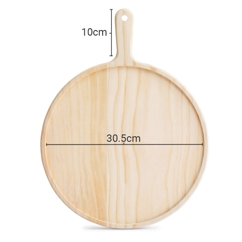 2X 12 inch Round Premium  Wooden Pine Food Serving Tray Charcuterie Board Paddle Home Decor