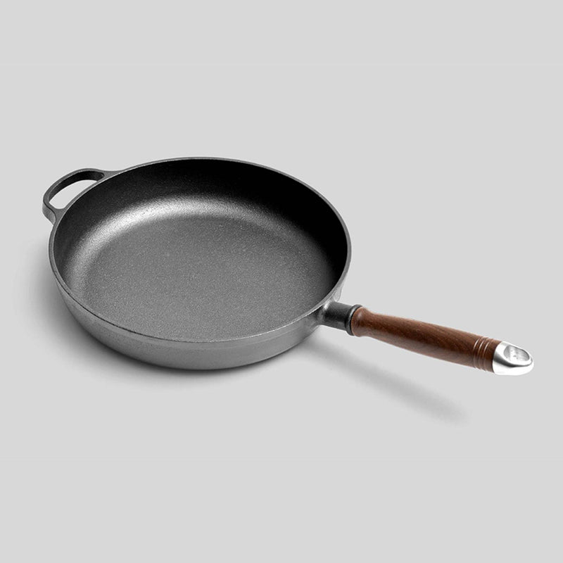 29cm Round Cast Iron Frying Pan Skillet Steak Sizzle Platter with Helper Handle