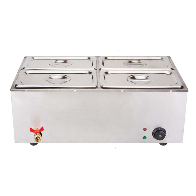 Stainless Steel 4 X 1/2 GN Pan Electric Bain-Marie Food Warmer with Lid