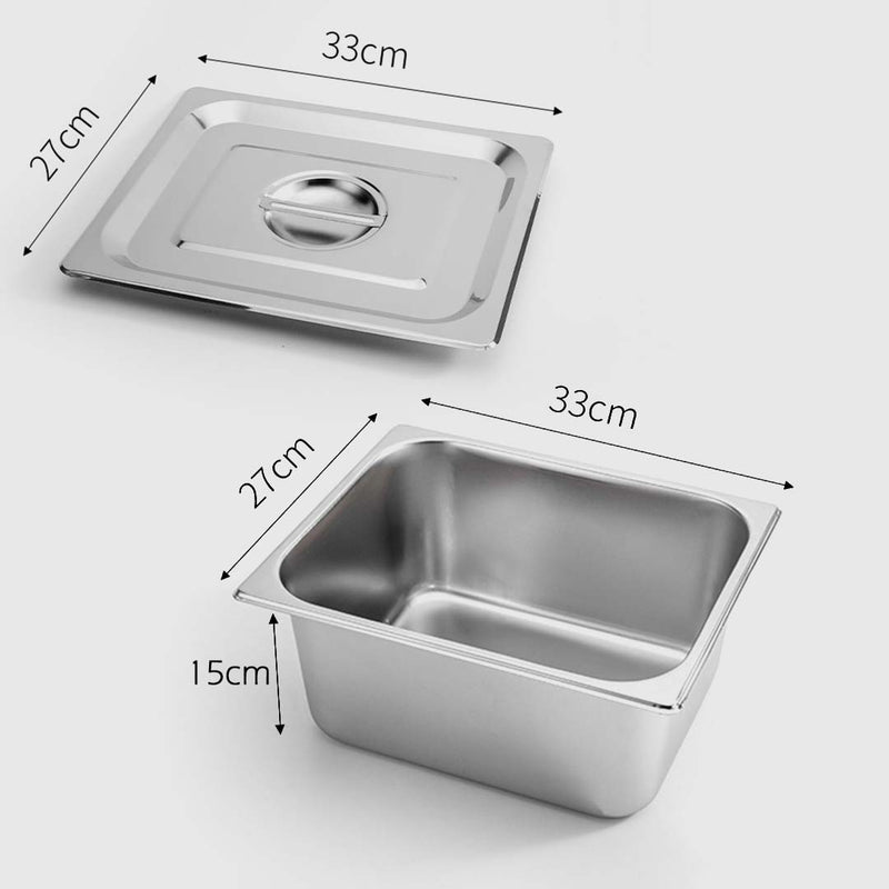 Gastronorm GN Pan Full Size 1/2 GN Pan 15cm Deep Stainless Steel With Lid