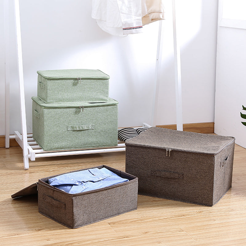 2X Coffee Small Portable Double Zipper Storage Box Moisture Proof Clothes Basket Foldable Home Organiser