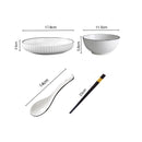 White Japanese Style Ceramic Dinnerware Crockery Soup Bowl Plate Server Kitchen Home Decor Set of 4