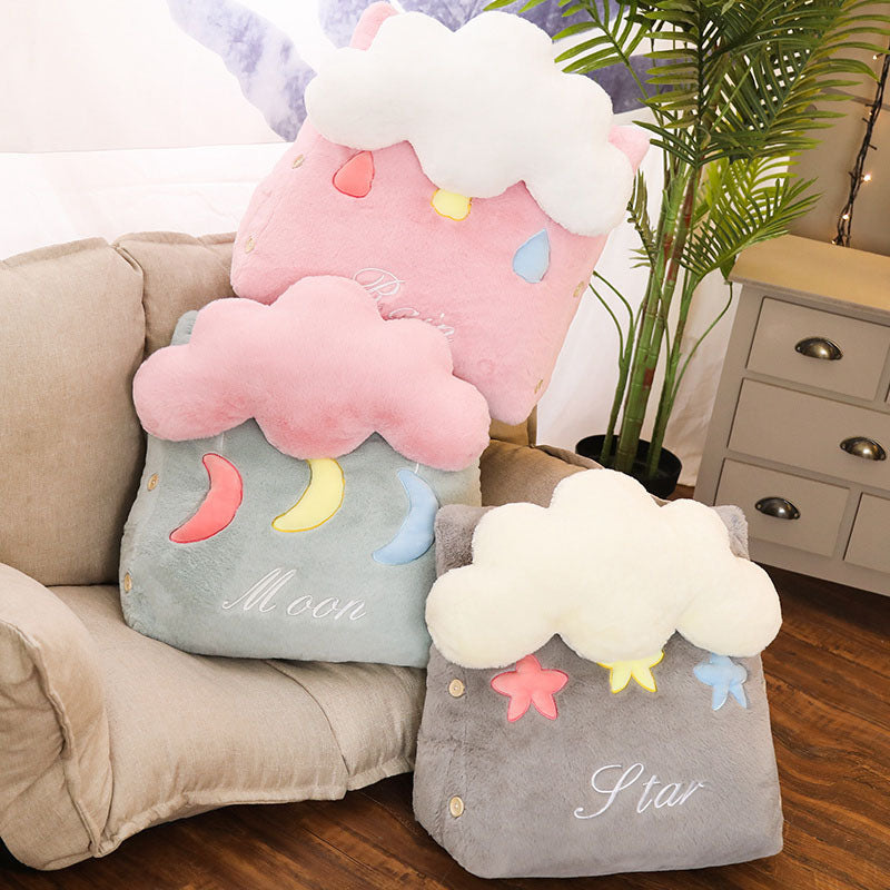 2X Green Cute Cloud Cushion Soft Leaning Lumbar Wedge Pillow Bedside Plush Home Decor