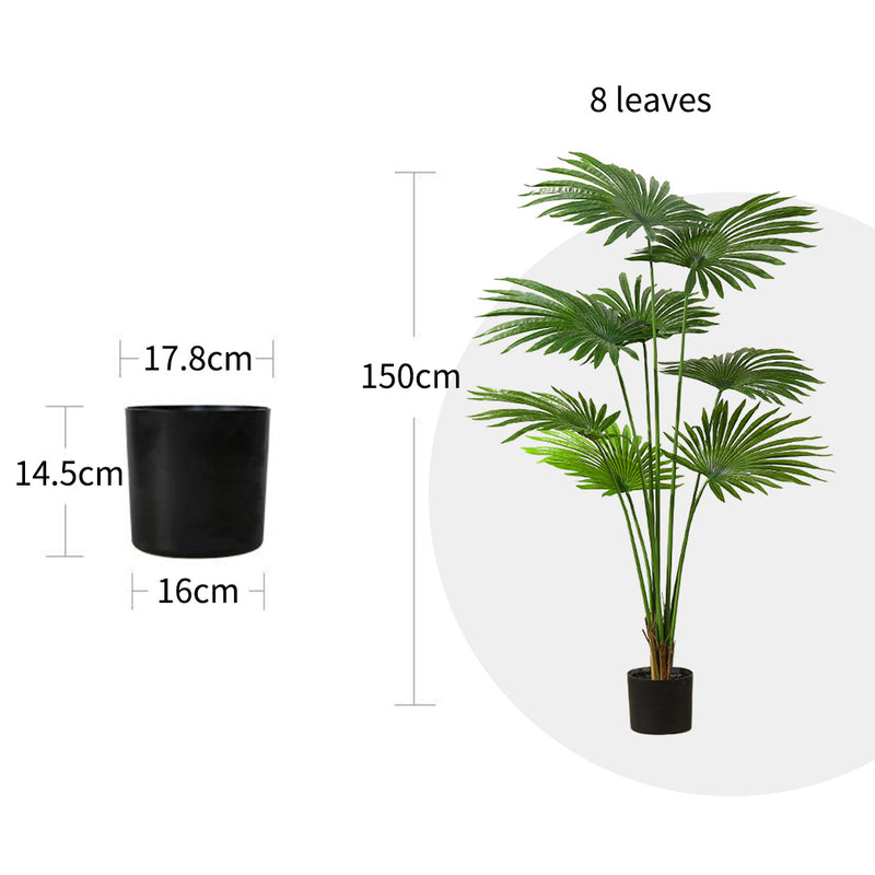 2X 150cm Artificial Natural Green Fan Palm Tree Fake Tropical Indoor Plant Home Office Decor