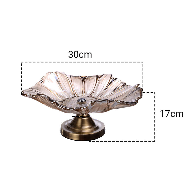 Bronze Tulip Crystal Glass Fruit Bowl Candy Holder Countertop Dessert Serving Basket Decor