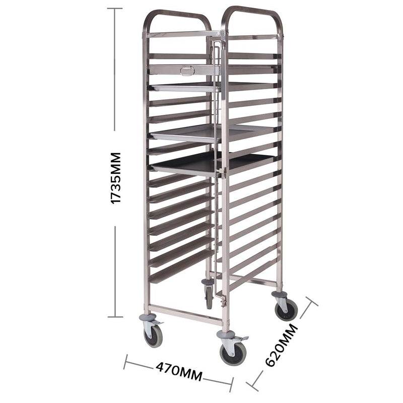 Gastronorm Trolley 15 Tier Stainless Steel Cake Bakery Trolley Suits 60*40cm Tray