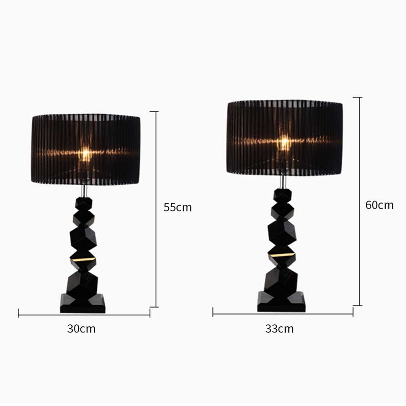 2X 55cm Black Table Lamp with Dark Shade LED Desk Lamp