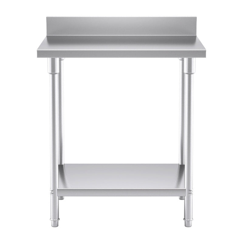 Commercial Catering Kitchen Stainless Steel Prep Work Bench Table with Back-splash 80*70*85cm