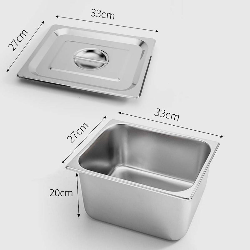 Gastronorm GN Pan Full Size 1/2 GN Pan 20cm Deep Stainless Steel Tray With Lid