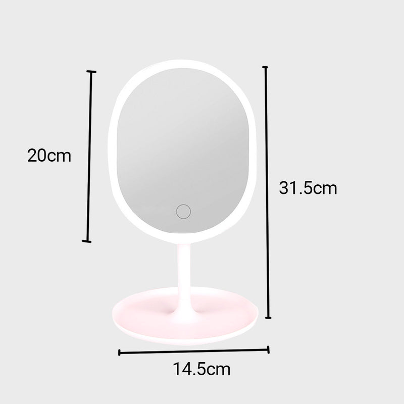 20cm White Rechargeable LED Light Makeup Mirror Tabletop Vanity Home Decor