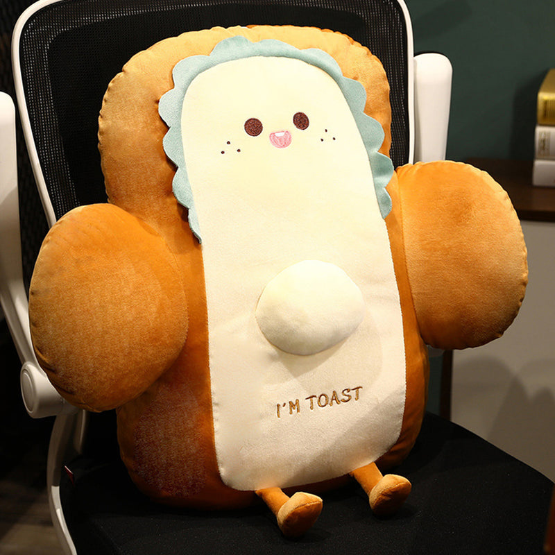 2X 58cm Smiley Face Toast Bread Cushion Stuffed Car Seat Plush Cartoon Back Support Pillow Home Decor