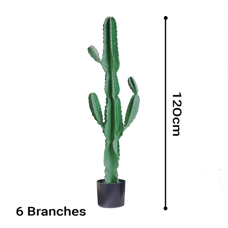 120cm Green Artificial Indoor Cactus Tree Fake Plant Simulation Decorative 6 Heads