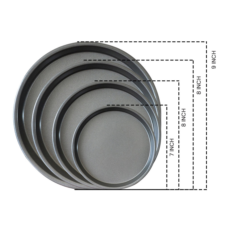 Round Black Steel Non-stick Pizza Tray Oven Baking Plate Pan Set