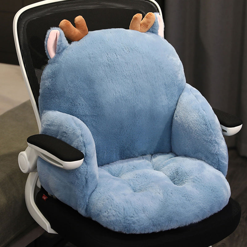 Blue Deer Shape Cushion Soft Leaning Bedside Pad Sedentary Plushie Pillow Home Decor