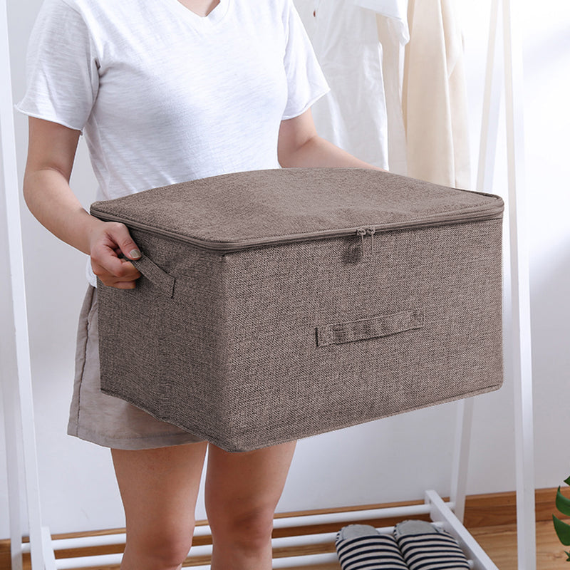 2X Coffee Large Portable Double Zipper Storage Box Moisture Proof Clothes Basket Foldable Home Organiser