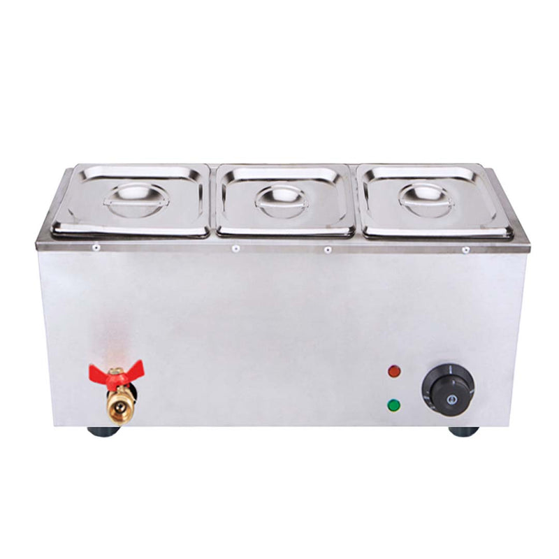 Stainless Steel 3 X 1/2 GN Pan Electric Bain-Marie Food Warmer with Lid