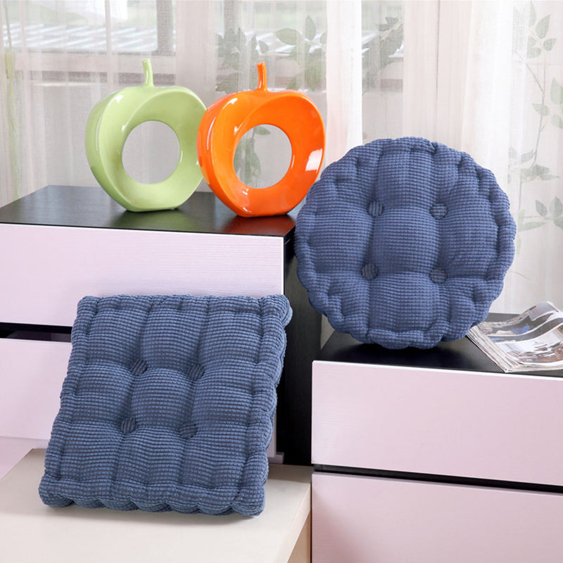 2X Blue Round Cushion Soft Leaning Plush Backrest Throw Seat Pillow Home Office Decor