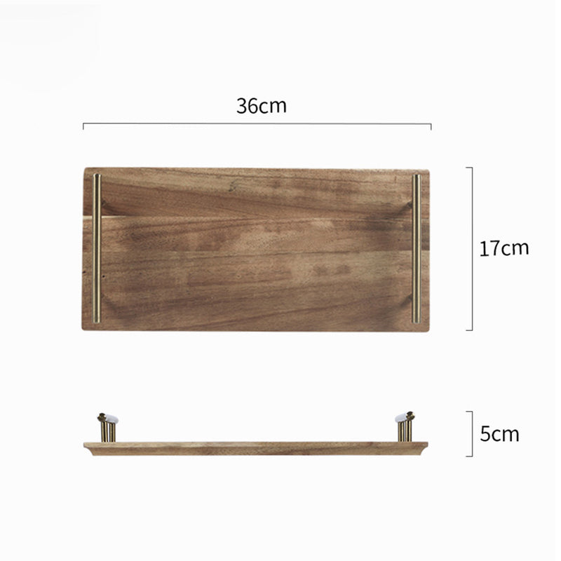 2X 36cm Brown Rectangle Wooden Acacia Food Serving Tray Charcuterie Board Centerpiece  Home Decor