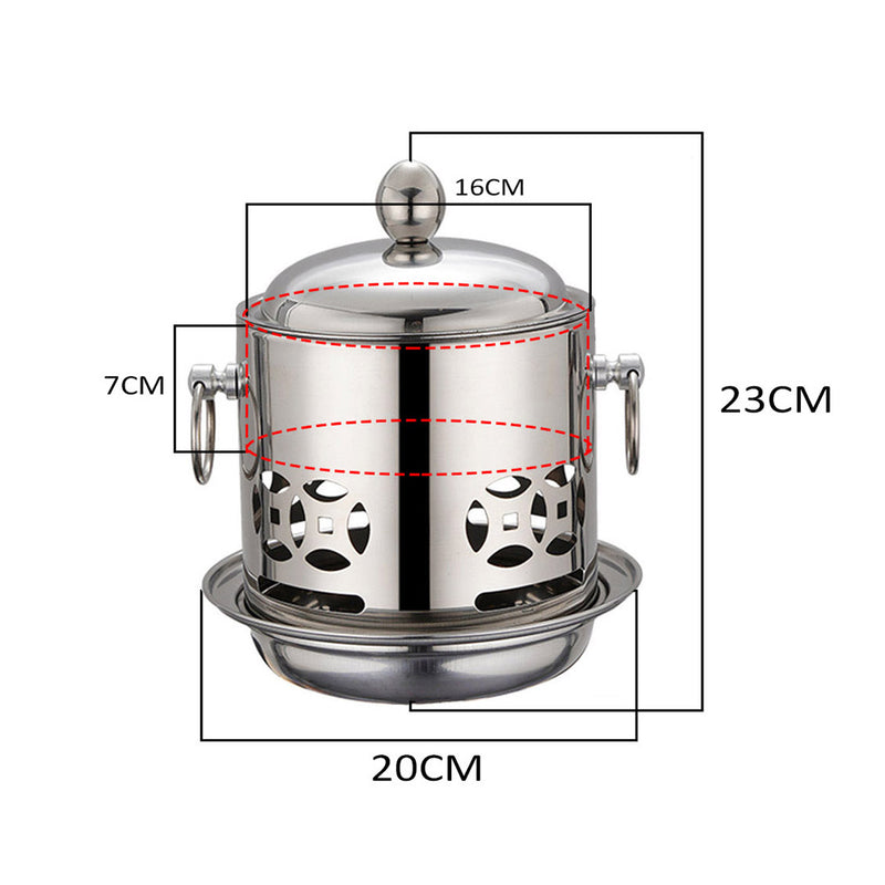 Stainless Steel Mini Asian Buffet Hot Pot Single Person Shabu Alcohol Stove Burner with Lid