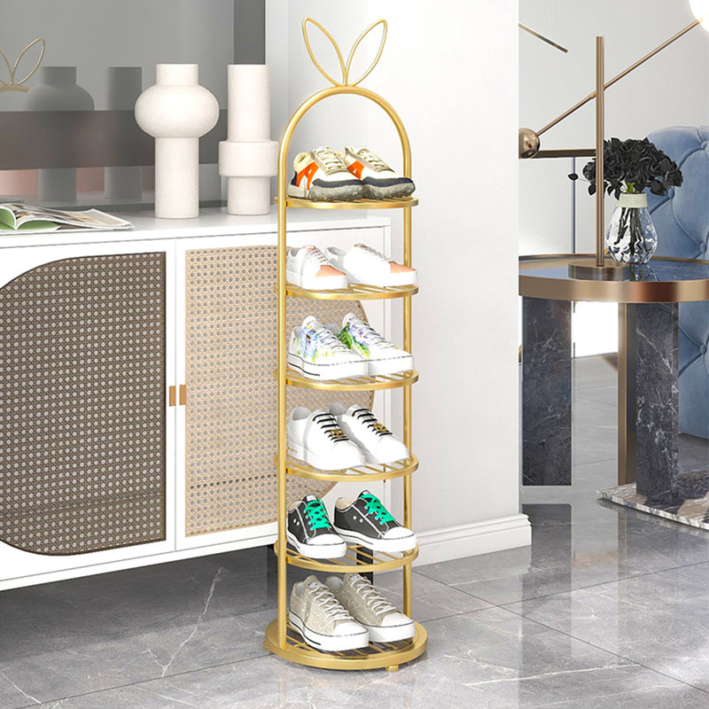 6 Tier Bunny Ears Shape Gold Plated Metal Shoe Organizer Space Saving Portable Footwear Storage Shelf