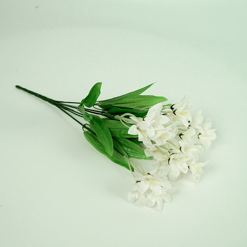 10 Bunch Artificial Silk Lilium nanum 6 Heads Flower Fake Bridal Bouquet Table Decor White