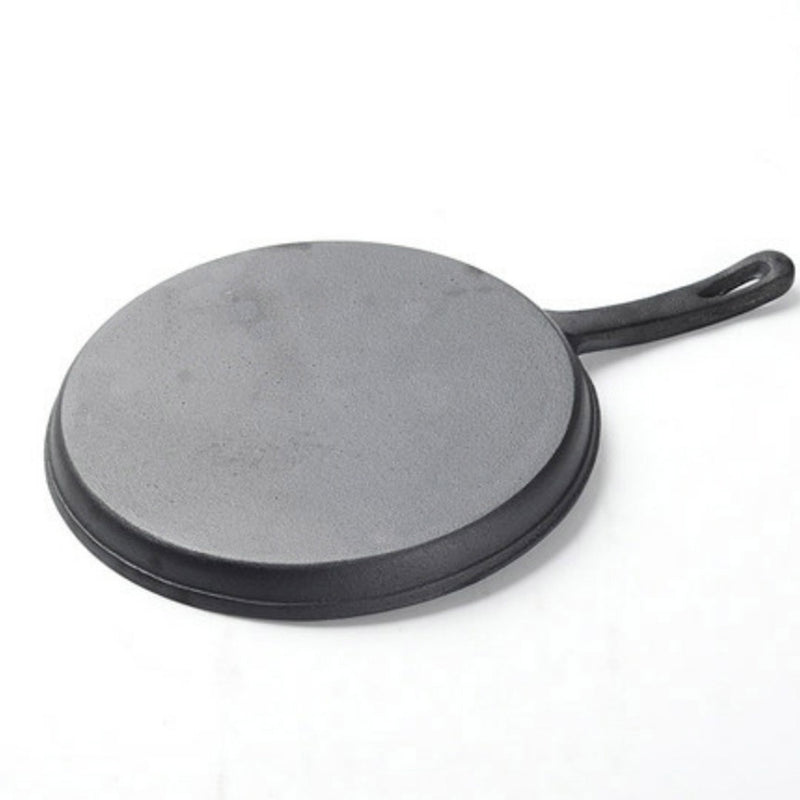 26cm Round Cast Iron Frying Pan Skillet Griddle Sizzle Platter