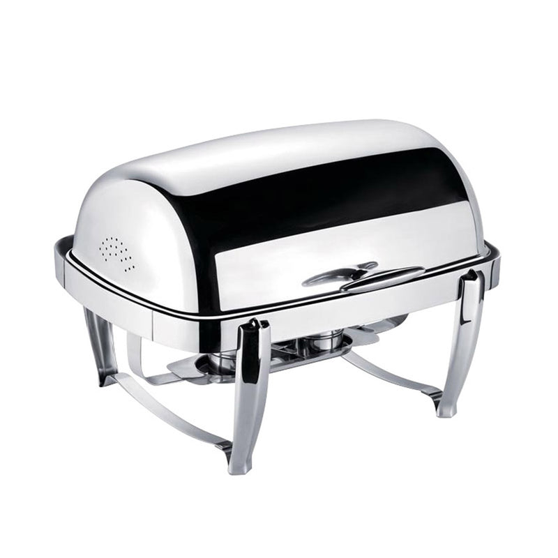 6.5L Stainless Steel Double Soup Tureen Bowl Station Roll Top Buffet Chafing Dish Catering Chafer Food Warmer Server