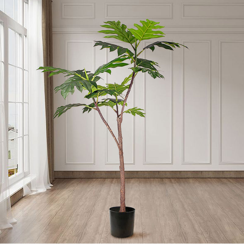 2X 150cm Artificial Natural Green Split-Leaf Philodendron Tree Fake Tropical Indoor Plant Home Office Decor