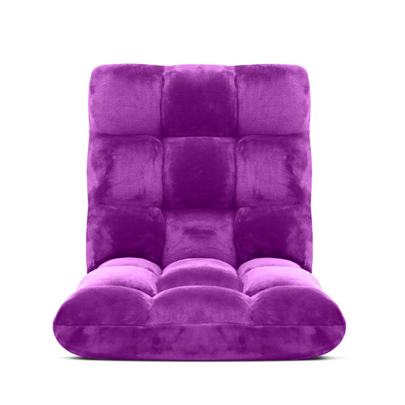 4X Floor Recliner Folding Lounge Sofa Futon Couch Folding Chair Cushion Purple