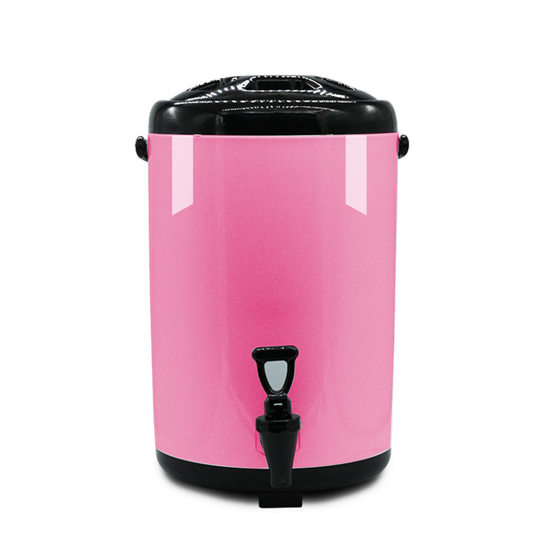 14L Stainless Steel Insulated Milk Tea Barrel Hot and Cold Beverage Dispenser Container with Faucet Pink