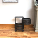 2 Tier Steel Round Rotating Kitchen Cart Multi-Functional Shelves Portable Storage Organizer with Wheels