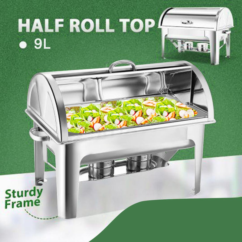 9L Stainless Steel Full Size Roll Top Chafing Dish Food Warmer