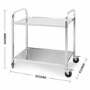 2 Tier 85x45x90cm Stainless Steel Kitchen Dining Food Cart Trolley Utility Medium