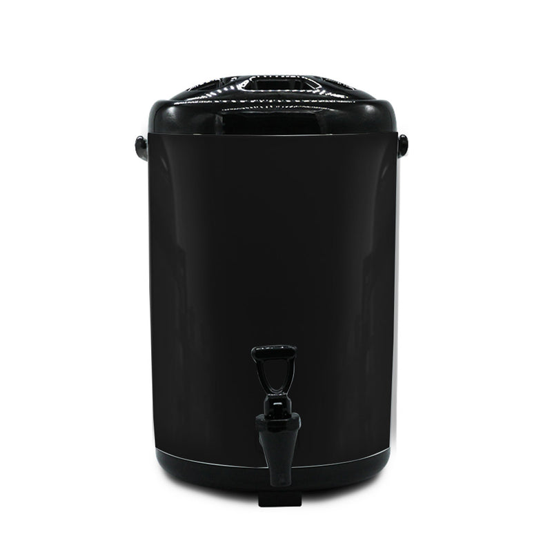 16L Stainless Steel Insulated Milk Tea Barrel Hot and Cold Beverage Dispenser Container with Faucet Black