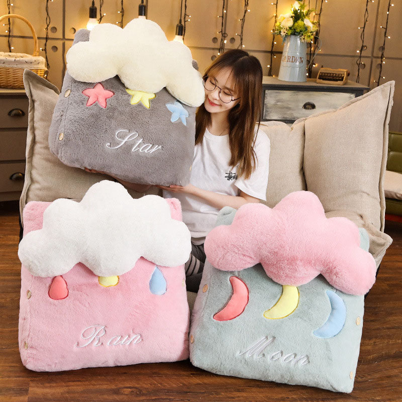 2X Green Cute Cloud Cushion Soft Leaning Lumbar Wedge Pillow Bedside Plush Home Decor